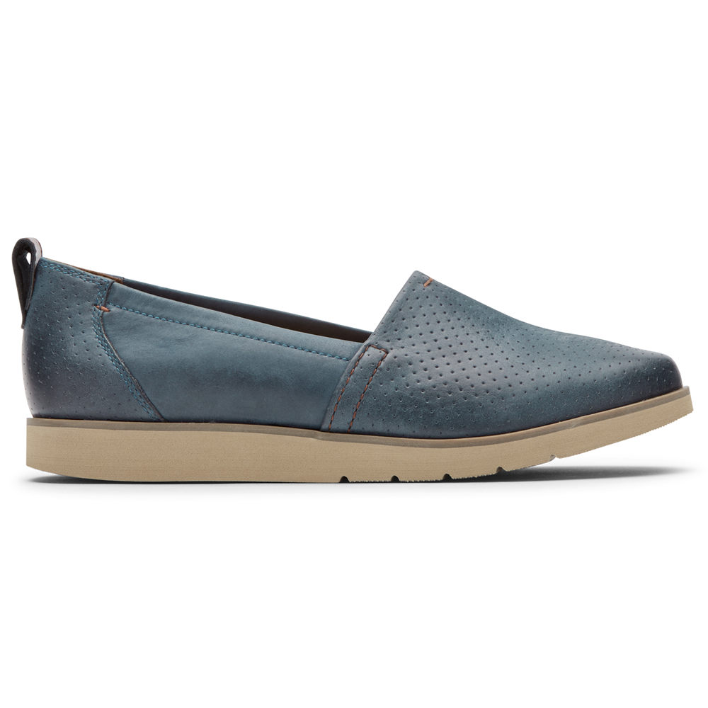 Sapato Vela Rockport Mulher Azuis - Cobb Hill Laci - 75492NMJK